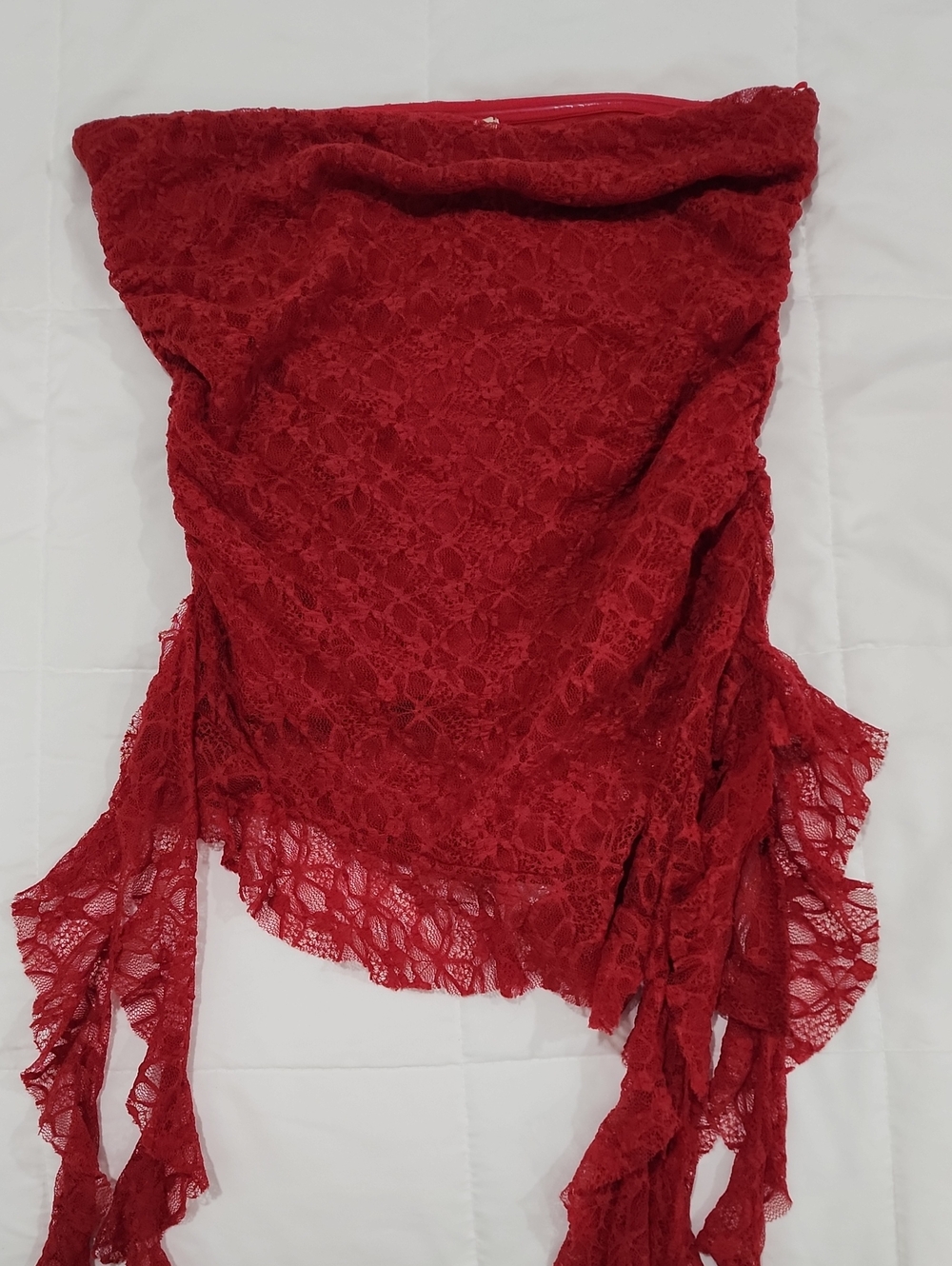 Women's Red Lace Scarf Wrap - Elegant Evening Accessory